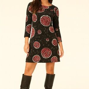 Mod Black and Red Patterned sweater Dress